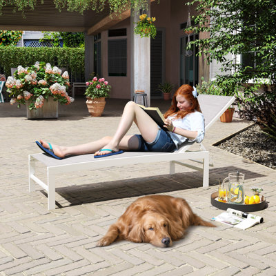  Chaise longue d'extérieur / de patio Antrea avec dossier inclinable réglable