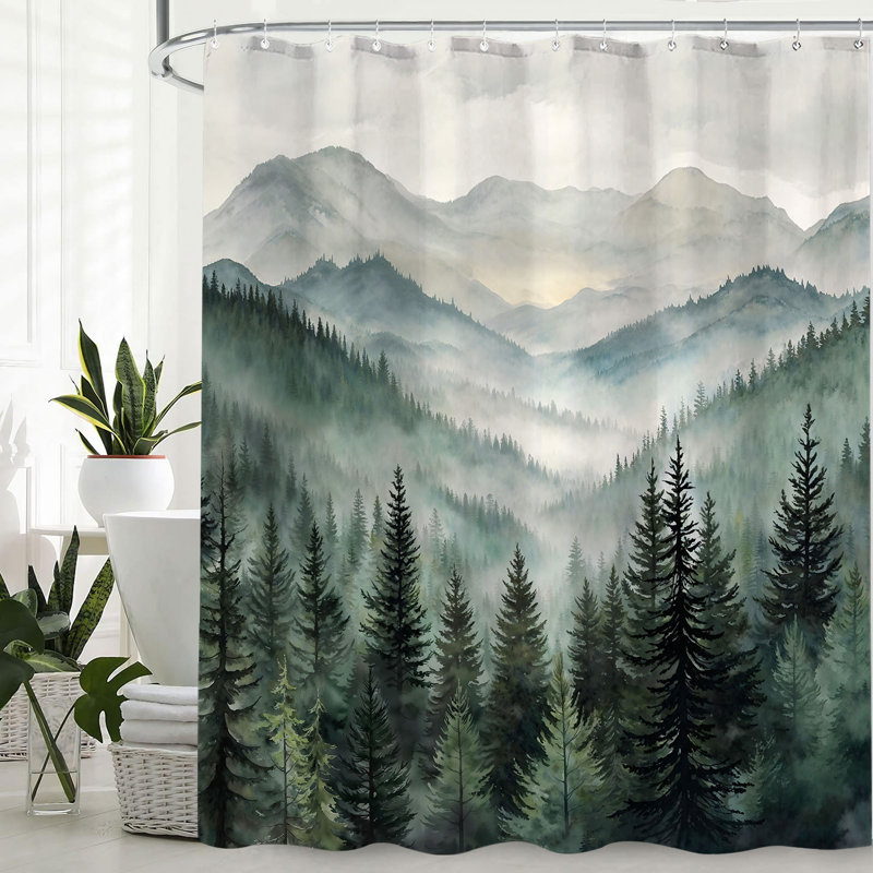 Rideau de douche Forest, Vert