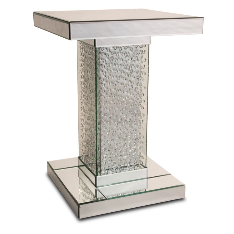 Montreal Mirrored Glass Top End Table, Gold