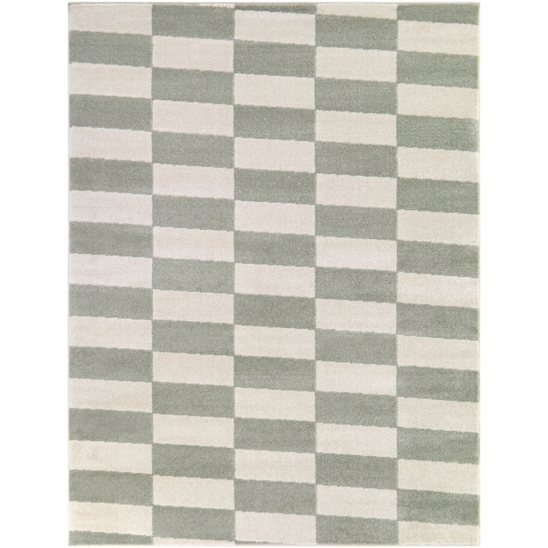 Tapis à carreaux gris Elijah, Rectangle 7 pi 10 po x 10 pi