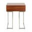 Table de bout romaine contemporaine en bois de noyer et acier inoxydable