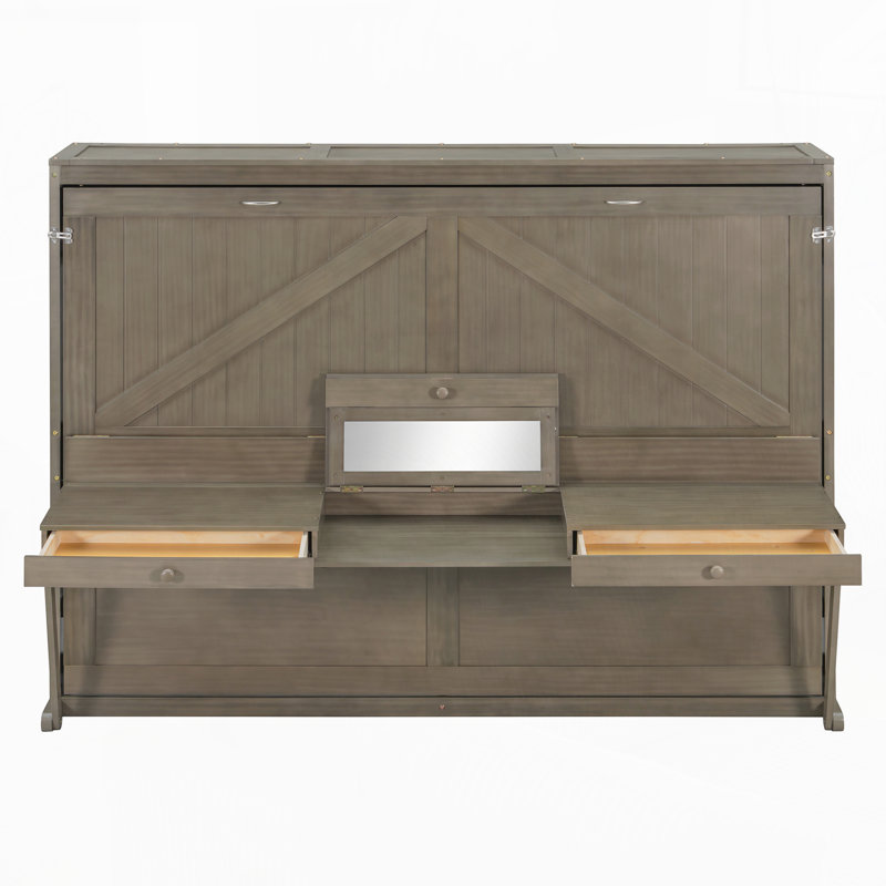 Lit escamotable mural avec rangement, Gris
