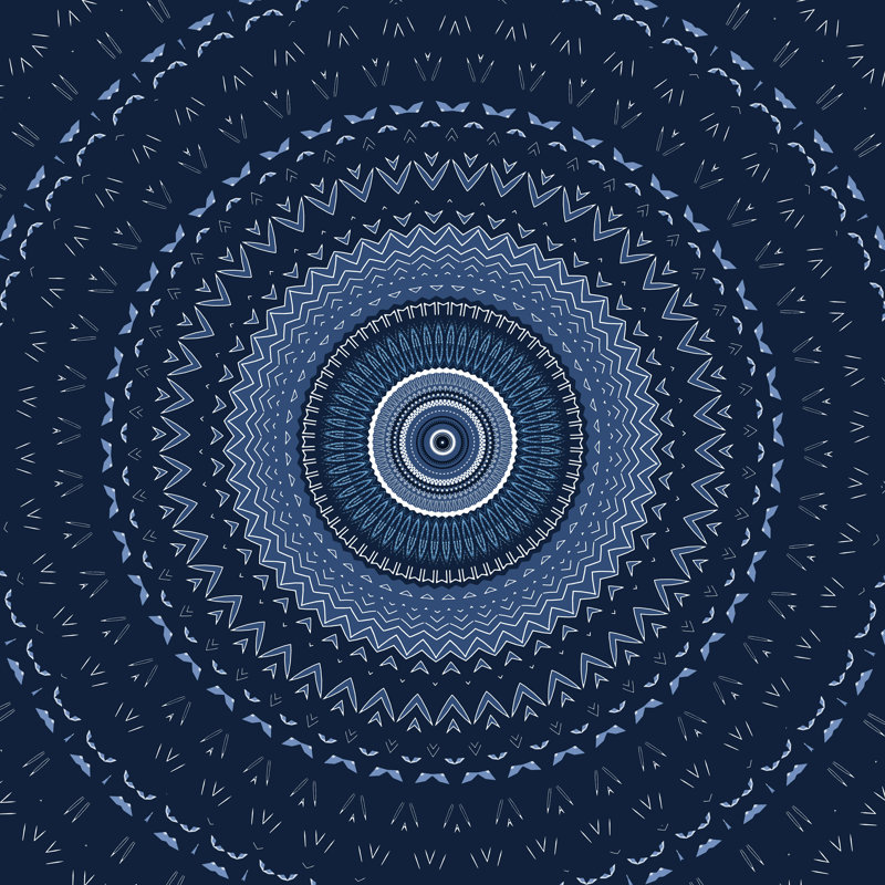 Mandala bleu bohémien, H 30 po x l 30 po