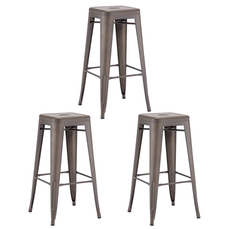 Stainless Steel Outdoor Stool, Glossy Red