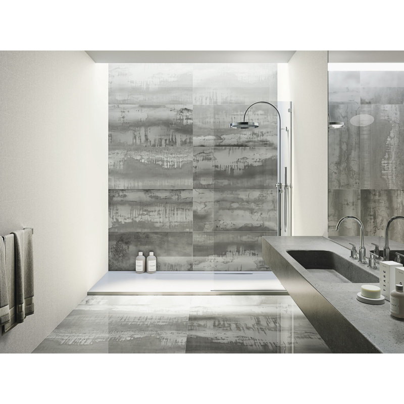 Aduro Grey Venataro 24x48 Polished Natural Stone/ Marble Large Format Porcelain Floor and Wall Tile, Tempest, Concrete Look
