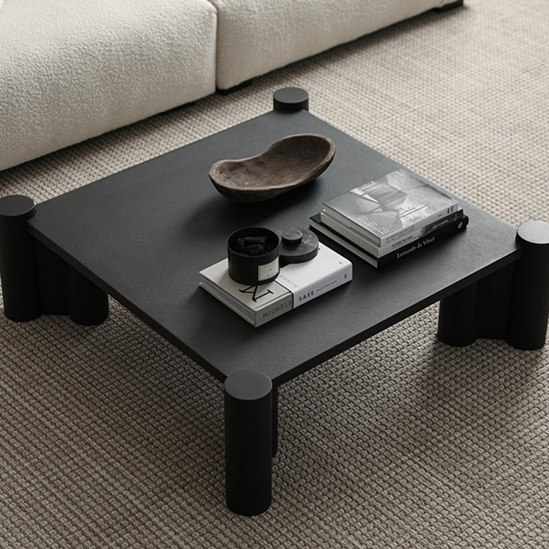 Table à thé en chêne massif importé Wabi-sabi, H 12,59 po x L 39,37 po x l 39,37 po