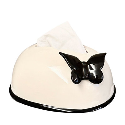 Boîte à serviettes en céramique de style crème pour plateau de table