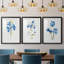«Blue Blossom Botanical I», ensemble de 3 reproductions de cadres photo-566303055-566303054