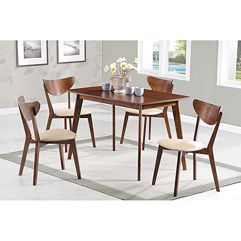 Tan and Chestnut Curved Backs Dining Chairs, Set of 2