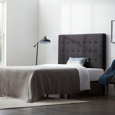 Generic Rectangle Square Tufted Headboard, Queen, Charcoal