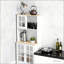 Grande armoire de cuisine de comptoir autoportante avec huche, portes en verre et tablettes réglables pour les cuisines modernes