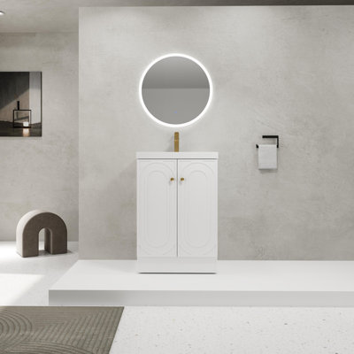 Meuble-lavabo autoportant avec lavabo en résine