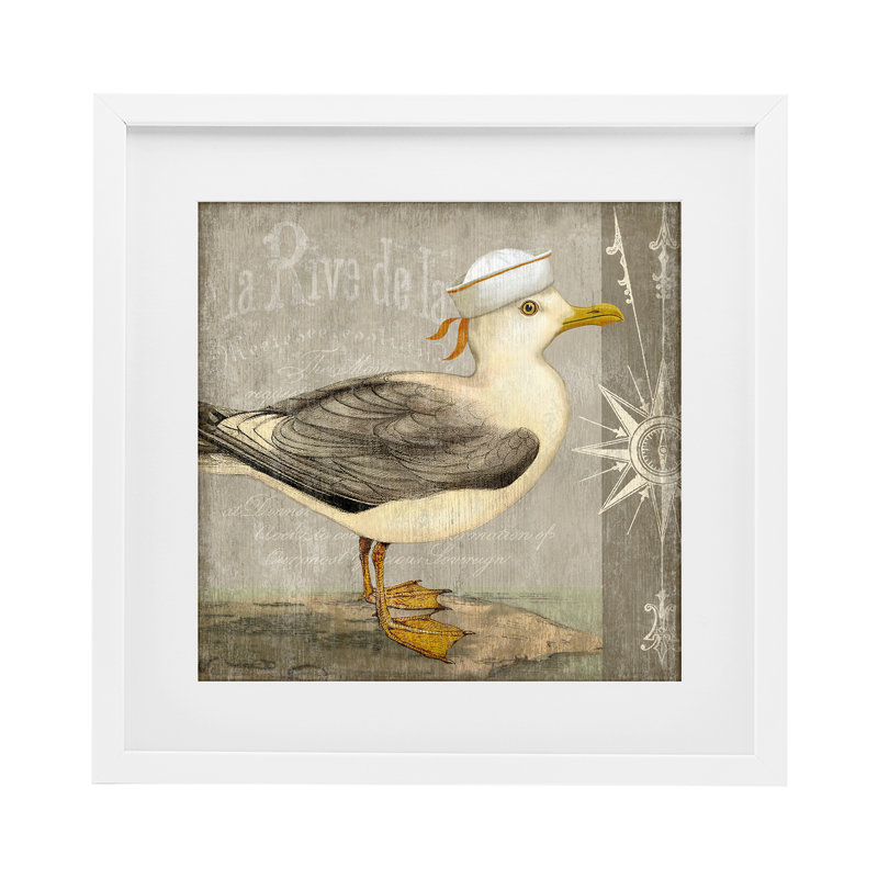 «Rustic Little Seagull», reproduction sous verre encadrée, conception de Suzanne Nicoll, H 13 po x l 13 po