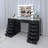 Makeup Vanity Set with LED Lighted Mirror HD Glass Top Built-in RGB Light Strips Large 13 Drawers-1652999663