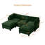 Canapé modulaire 96,5 po pour le salon, canapé rembourré en tissu de chenille doux avec rangement, canapé 3 places avec deux repose-pieds vert U