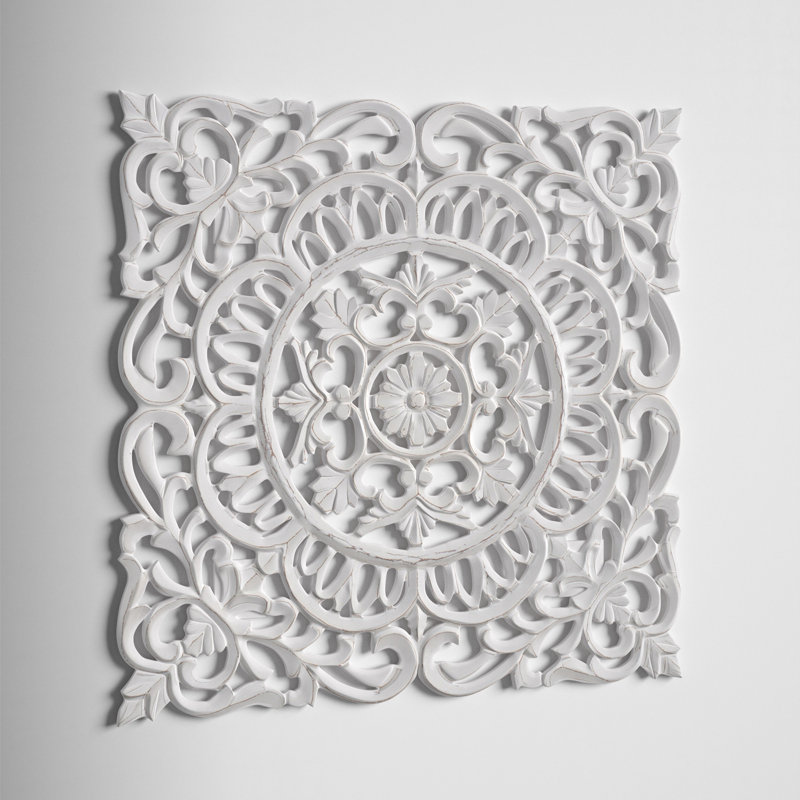 Décoration murale médaillon, Blanc, H 35,5 po x l 35,5 po x P 0,75 po