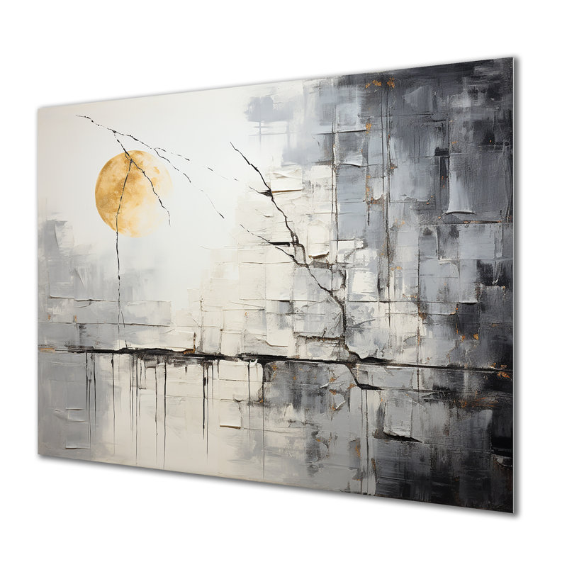 «Grey and White Stone River I», impression murale abstraite en métal MT137339, H 16 po x l 32 po x P 1 po