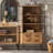 Simple retro Iron Wrought Solid Wood Bookcase