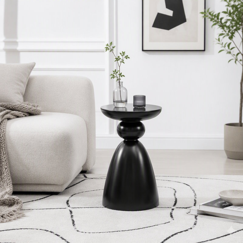 Table de coin minimaliste moderne avec structure en fibre de verre Wabi-Sabi et finition résistante aux égratignures
