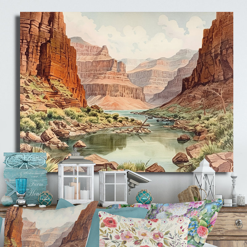 Paysage de canyon - Décoration murale en métal canyon, H 12 po x l 20 po
