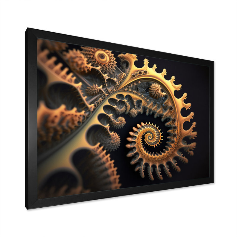 «Fractal Infinity in Gold II», reproduction sur toile, H 16 po x l 32 po x P 1 po, Cadre photo noir