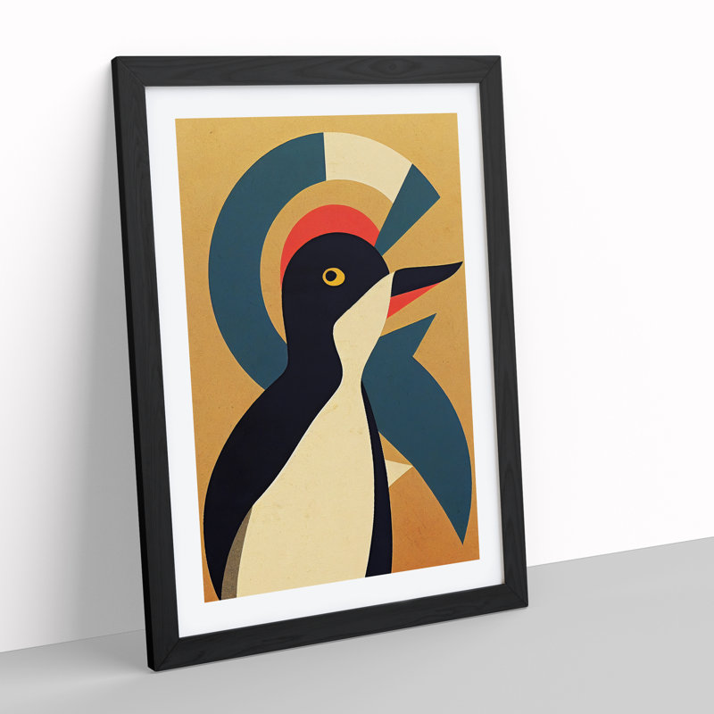 Penguin Abstract Art No.1 - Single Picture Frame Print, Black Framed, 34cm H x 25cm W x 2cm D