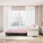 Grand canapé-lit en velours rose multifonctionnel de 74,8 po, 2 coussins moelleux, éponge haute densité, installation rapide en quelques minutes 3 1 lit gigogne escamotable, revêtement confortable, soutien et métal stabilisateur