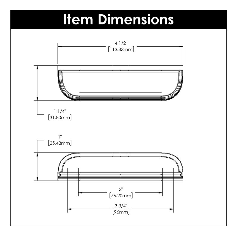 Berkshire Collection Cup Pull - Cabinet Pull - Farmhouse Hardware for Drawers & Cabinets, Chrome, 3"