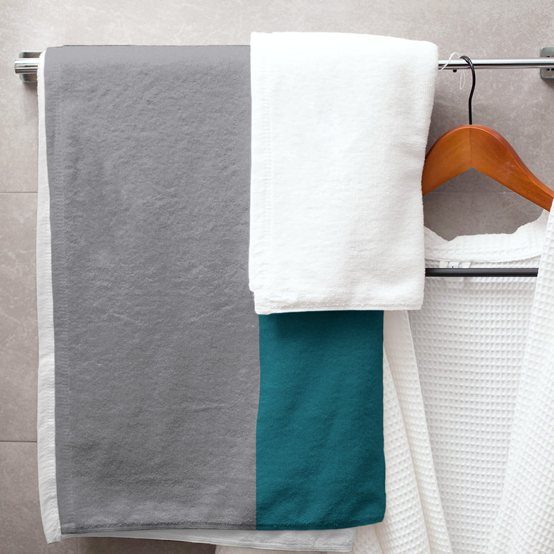Lightweight Bath Towel, Gray/Teal