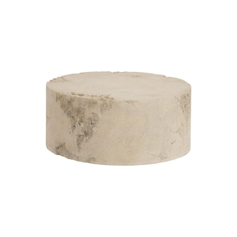 39" Beige Round Roman Stone Outdoor Coffee Table