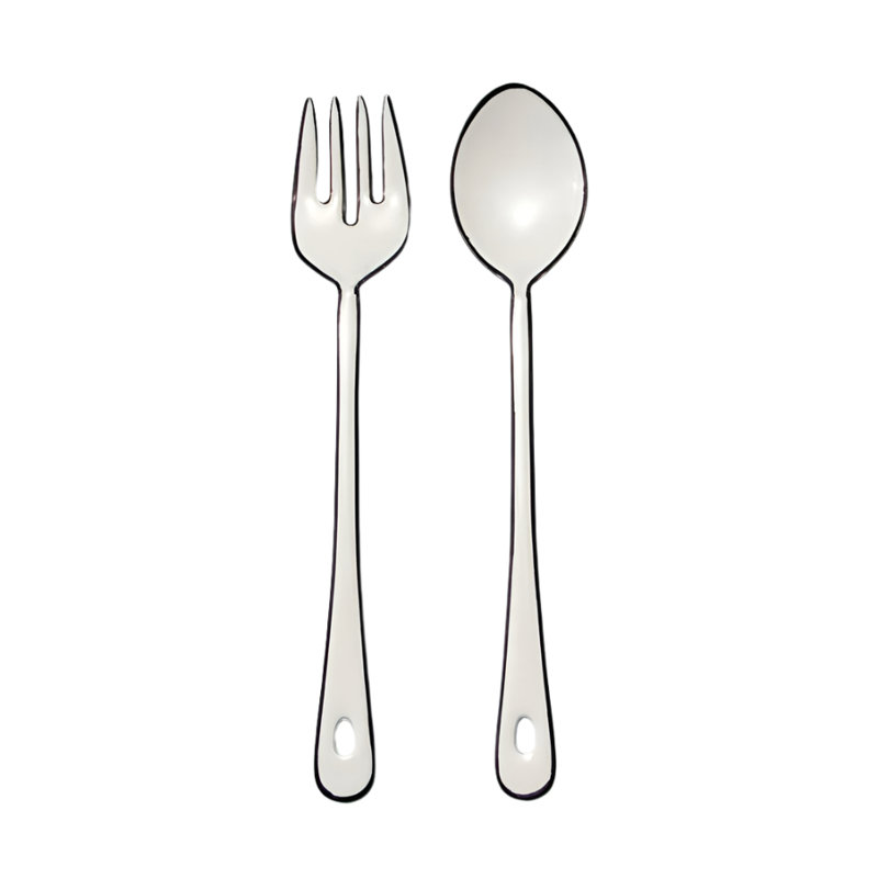 Vintage Enamel "Raine" White Serving Set