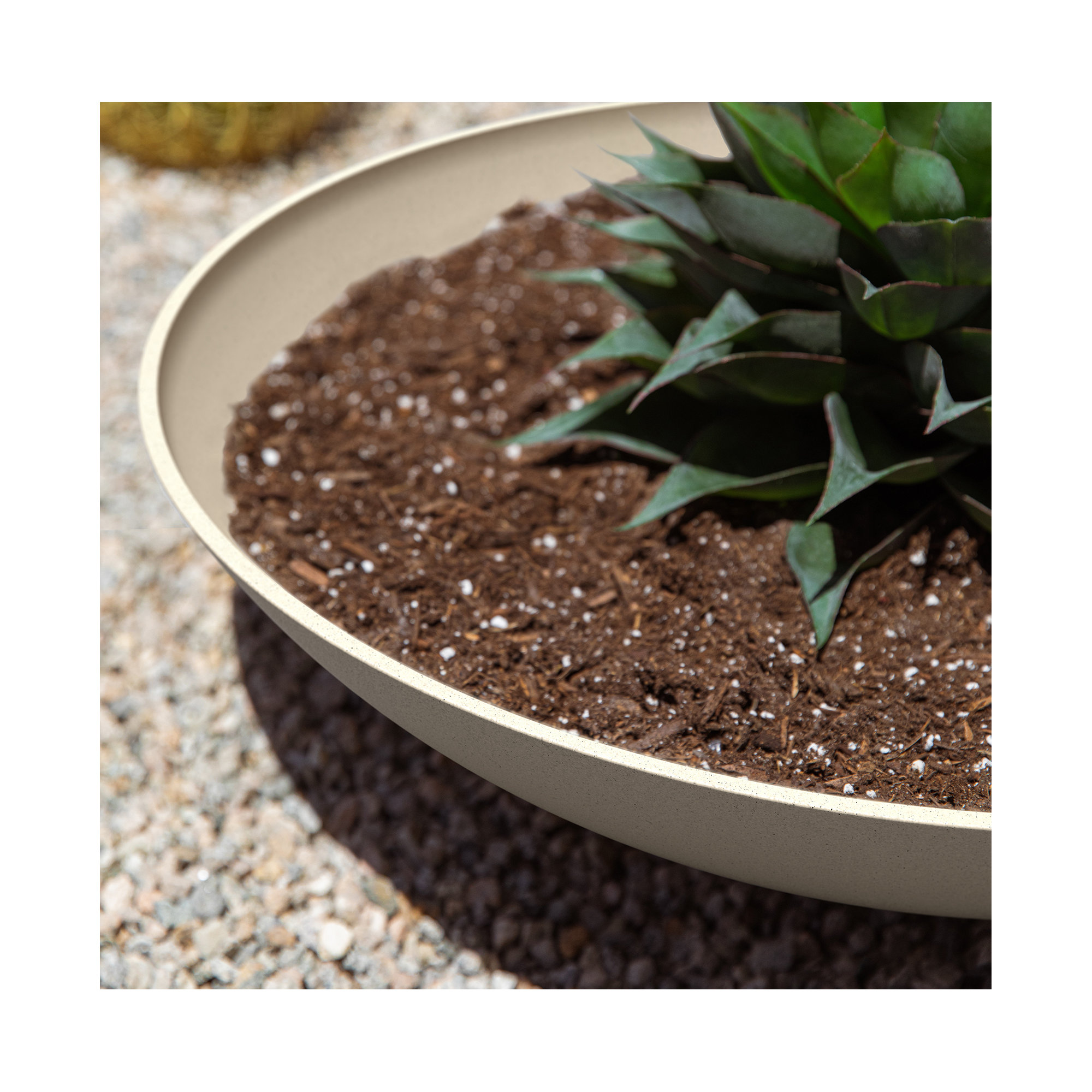 Pure Series Lane Bowl Planter, Sand, 6" H x 24" W x 24" D, Set of 1