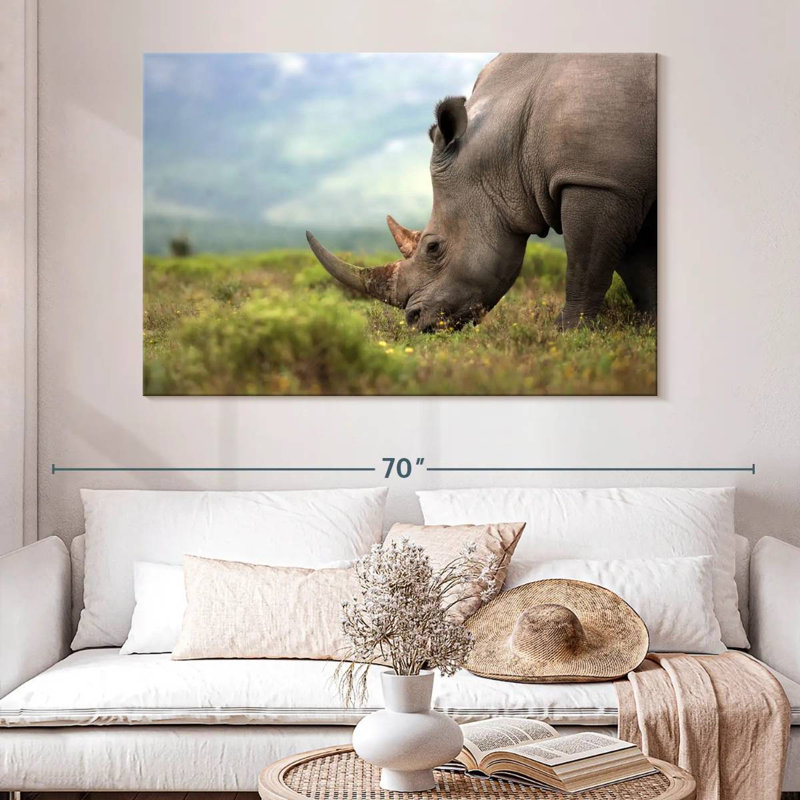 Rhinocéros en voie de disparition Brampt, H 34 po x l 51 po