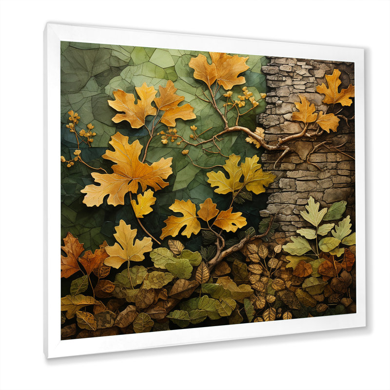 Chêne vert, chuchotement de l'histoire IV - reproduction sur toile, Cadre simple blanc, H 16 po x l 16 po x P 1 po