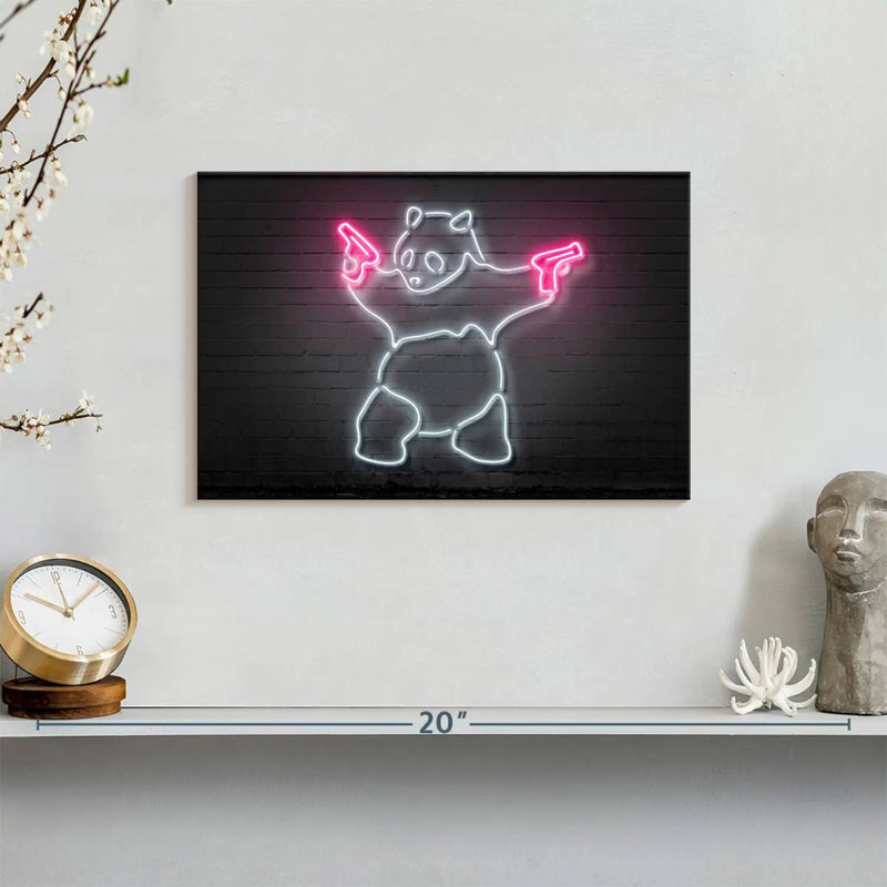 Brampt Panda Pink Guns, 8" H x 12" W