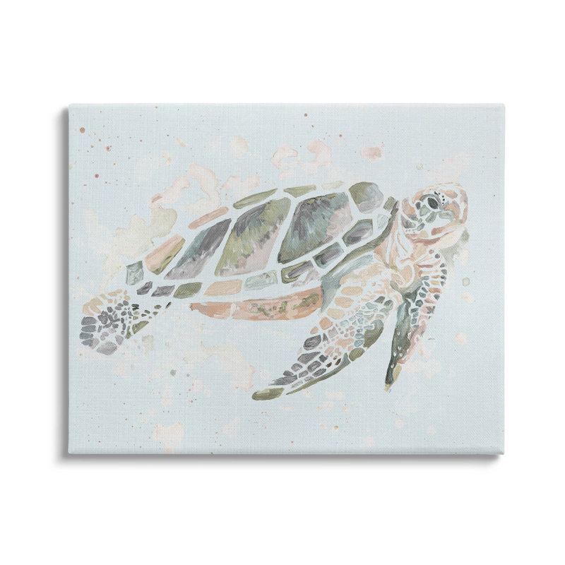 Tortue nageant sous l'eau, art mural sur toile par Chelsea Goodrich, H 16 po x l 20 po x P 1,5 po