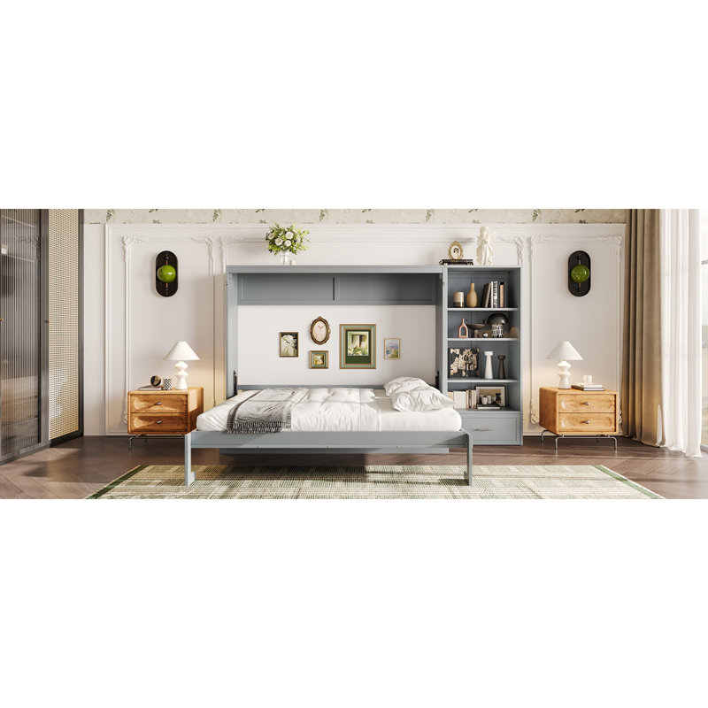 Grand lit escamotable en bois contemporain idéal pour les petits espaces