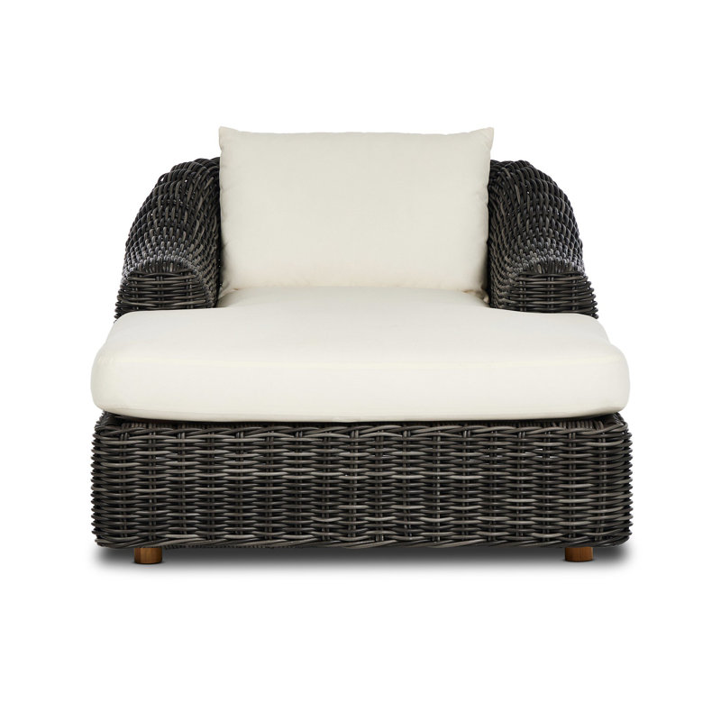 Messina Outdoor Teak Chaise Lounge, Chunky Charcoal