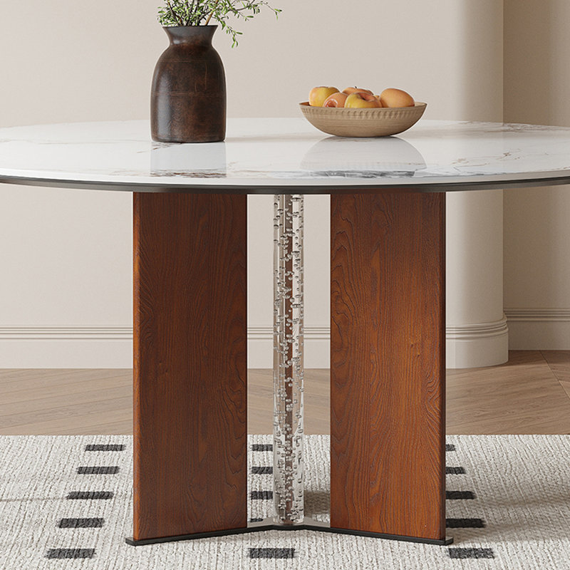 Simple Innovative Rock Slab Round Dining Table, 29.52"H x 47.24"L x 47.24"W