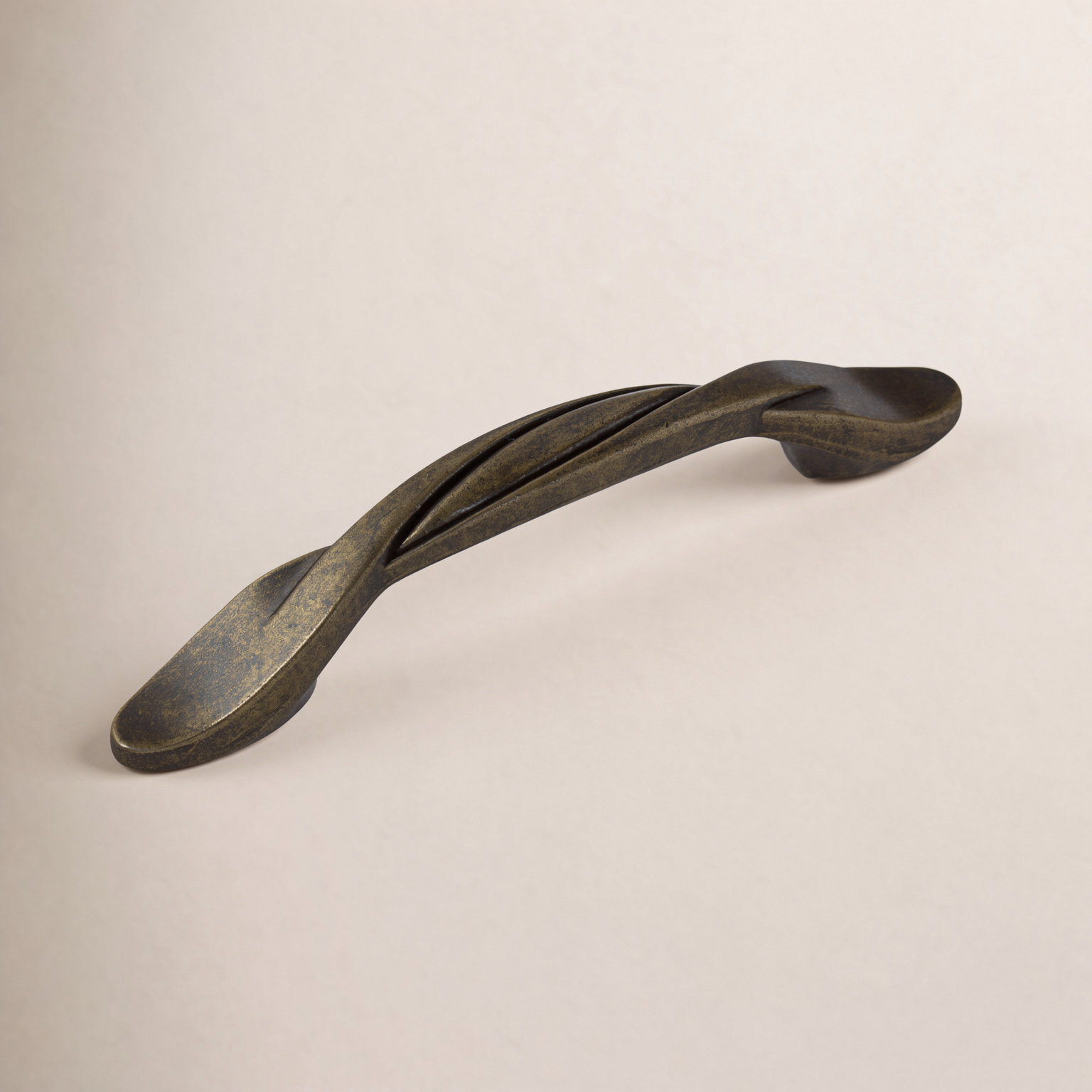 Classic Twisted Arch Cabinet Pull, Antique Brass