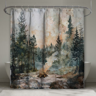 Forest Campfire Scene Shower Curtains Extra Long