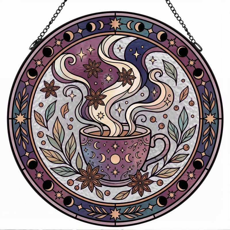 Vitrail Mystic Coffee vitrail ， H 12 po, 12"H