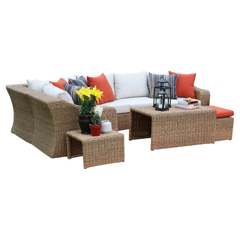 Ensemble de conversation modulaire en rotin 4 pièces Upton