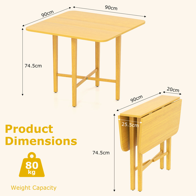 Extendable Square Dining Table with Wood Base