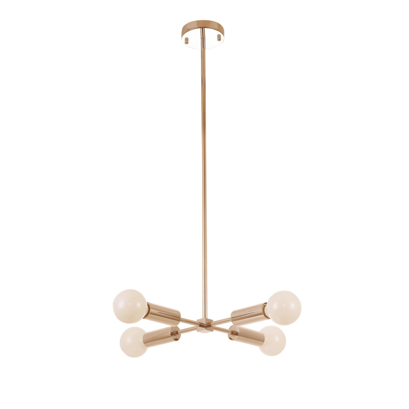 Lustre spoutnik moderne 4 lumières Livilla, Or, H 4 po x l 15,75 po x P 15,75 po