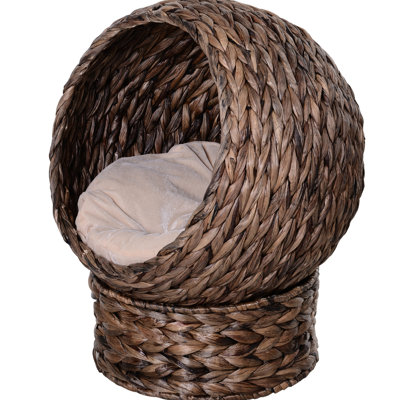 Lit surélevé pour chat, coussin moelleux, conception de panier de chaise d'œuf, H 23,5 po, coussin confortable surélevé gris, panier, chaise,