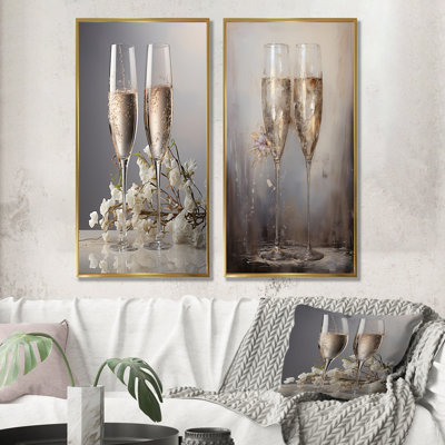 Champagne Flute Fantasies - Champagne, ensemble de 2 décorations murales