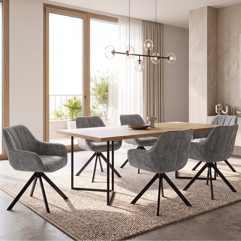40cm H Upholstered Upholstered Back Side Chair (Set of 6), Dark Grey