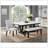 1Pc Transitional Modern Formal Dining Table White Genuine Marble Rectangular Table Top Trestle Base Black Finish Legs Wooden Dining Room Furniture