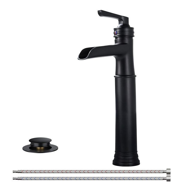 Vessel Bathroom Faucet With Drain Assembly, Matte Black